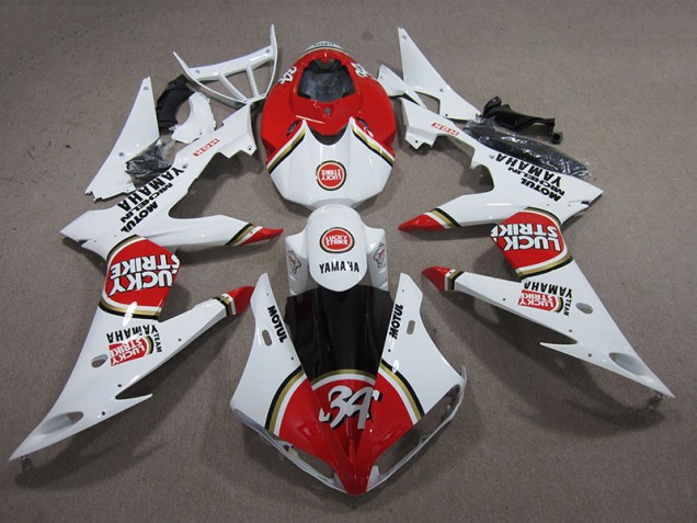 Red White Lucky Strike 2008-2016 YZF R6 Motorcycle Fairings Red White Lucky Strike 2008-2016 YZF R6 Motorcycle Fairings