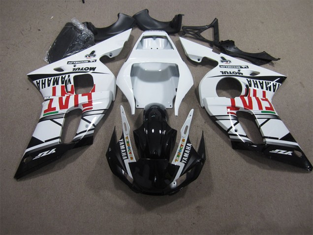 White Black Fiat 1998-2002 YZF R6 Motorcycle Fairings White Black Fiat 1998-2002 YZF R6 Motorcycle Fairings