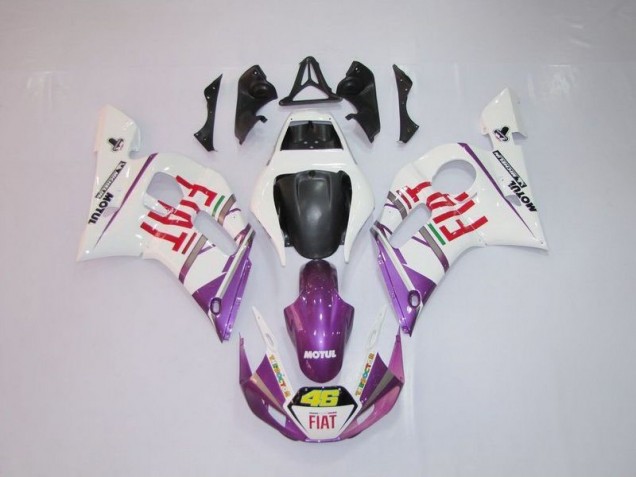 White Purple Fiat 46 1998-2002 YZF R6 Motorcycle Fairings White Purple Fiat 46 1998-2002 YZF R6 Motorcycle Fairings