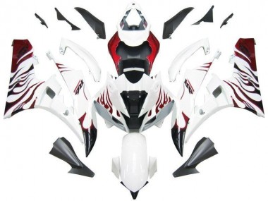 White Red Flame 2006-2007 YZF R6 Motorcycle Fairings