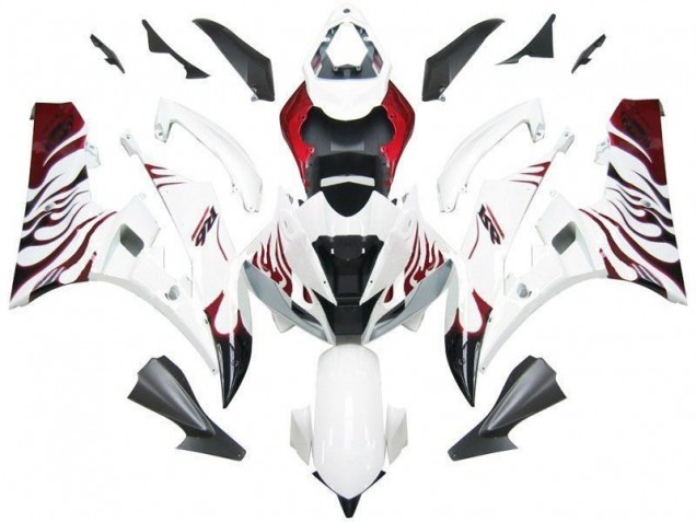 White Red Flame 2006-2007 YZF R6 Motorcycle Fairings White Red Flame 2006-2007 YZF R6 Motorcycle Fairings
