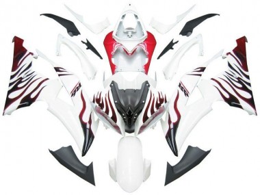White Red Flame R6 2008-2016 YZF R6 Motorcycle Fairings