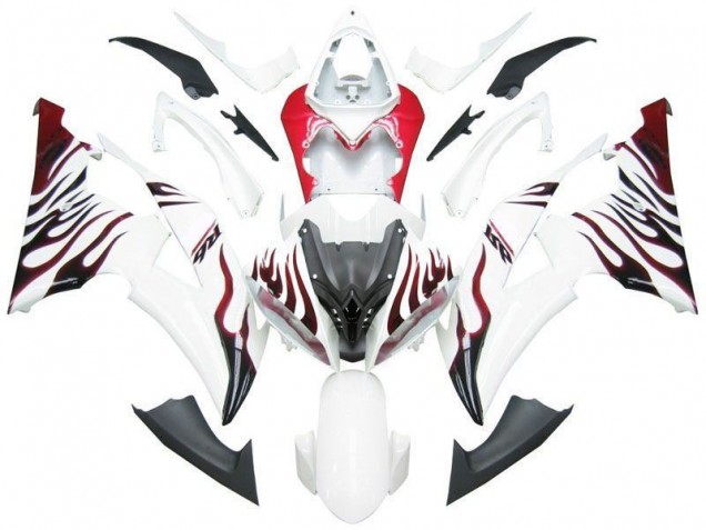 White Red Flame R6 2008-2016 YZF R6 Motorcycle Fairings