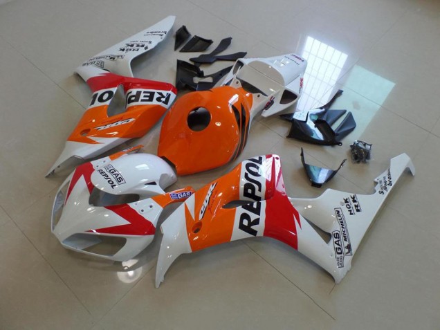 White and Orange Repsol 2006-2007 CBR1000RR Motorcycle Fairings White and Orange Repsol 2006-2007 CBR1000RR Motorcycle Fairings