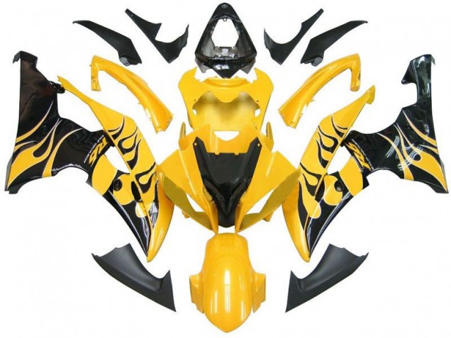 Yellow Black Flame R6 2008-2016 YZF R6 Motorcycle Fairings Yellow Black Flame R6 2008-2016 YZF R6 Motorcycle Fairings